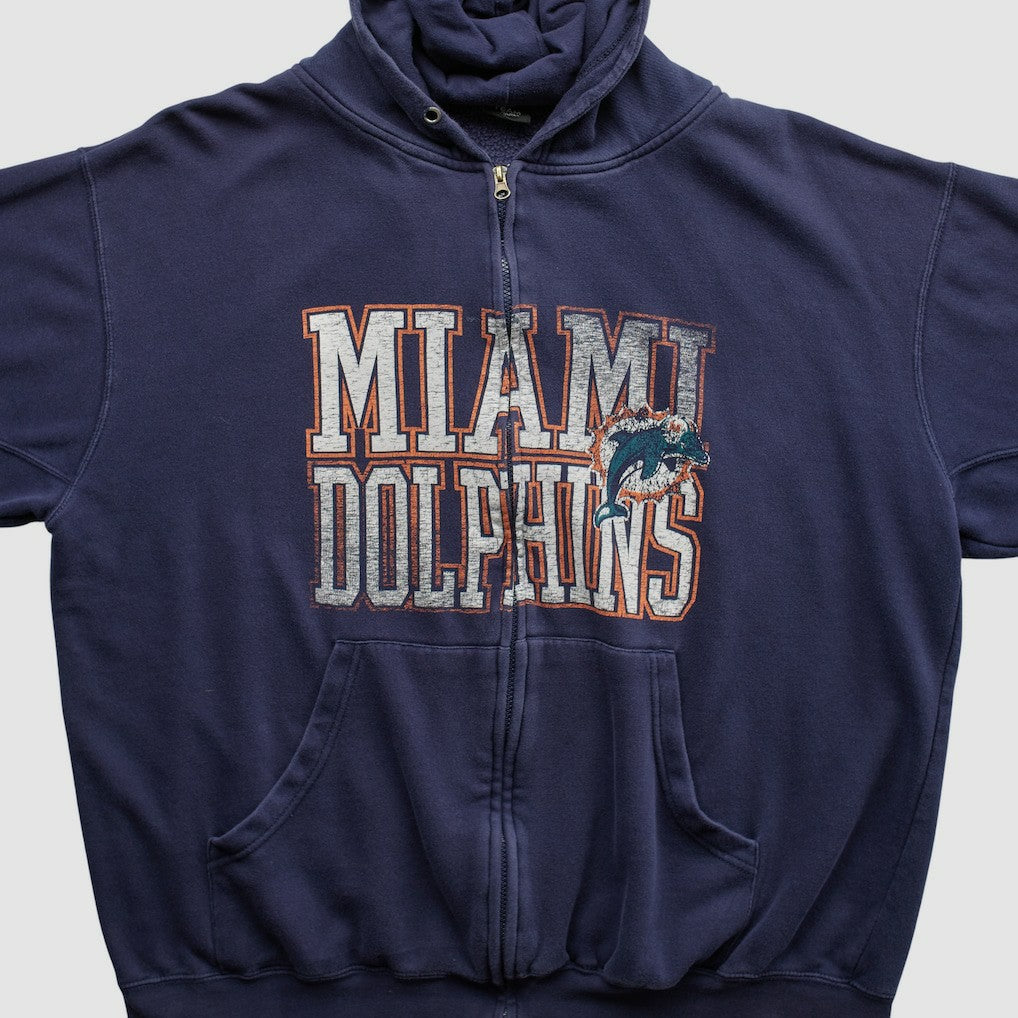 Fanatics Miami Dolphins NFL 2010s Hooded Full Zip Sweatshirt Navy Vintage