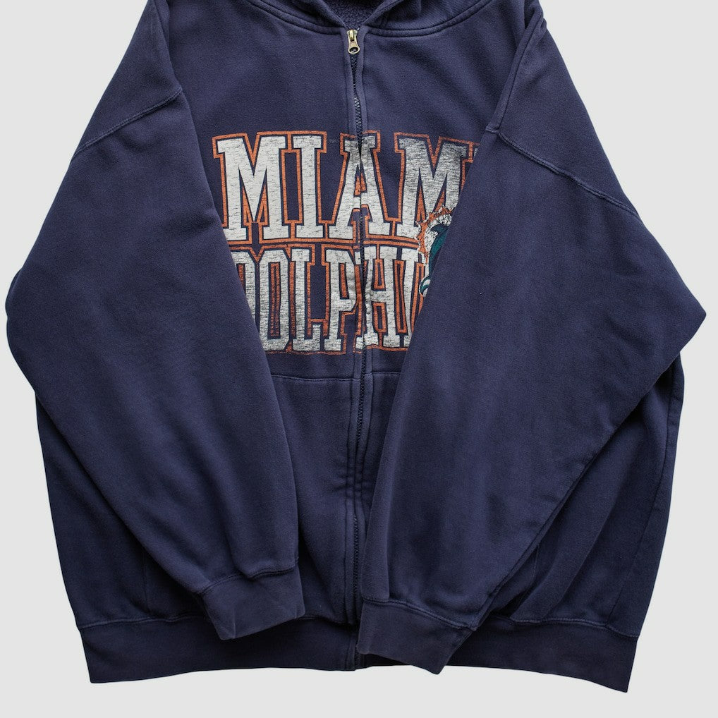 Fanatics Miami Dolphins NFL 2010s Hooded Full Zip Sweatshirt Navy Vintage