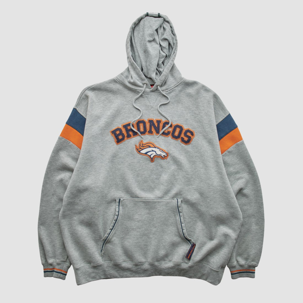Fanatics Denver Broncos NFL 2000s Hooded Pullover Sweatshirt Heather Gray Vintage