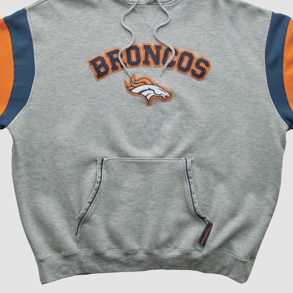 Fanatics Denver Broncos NFL 2000s Hooded Pullover Sweatshirt Heather Gray Vintage