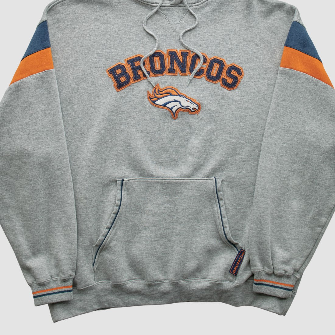 Fanatics Denver Broncos NFL 2000s Hooded Pullover Sweatshirt Heather Gray Vintage