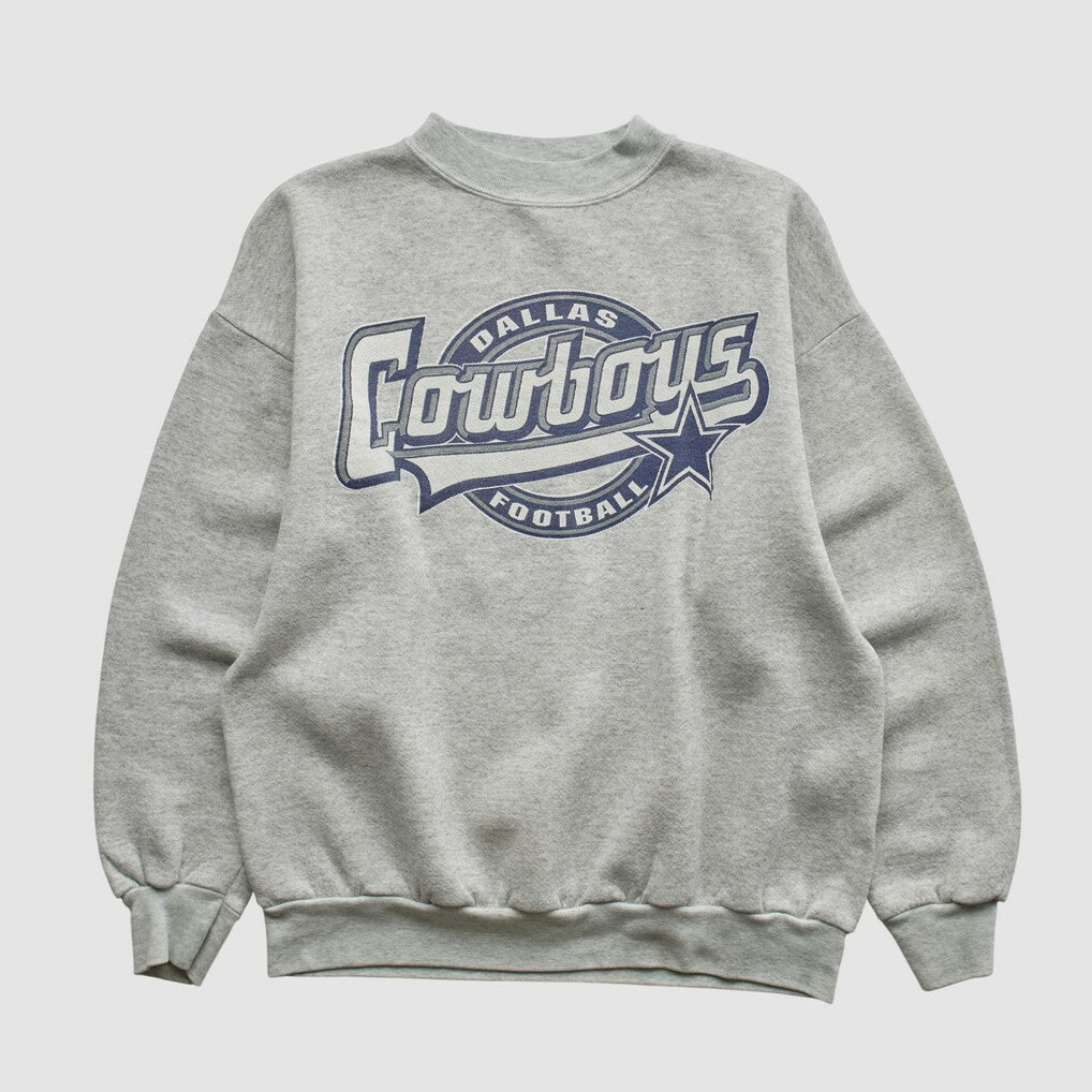 Fanatics Dallas Cowboys Logo 7 90s Pullover Sweatshirt Heather Gray Vintage