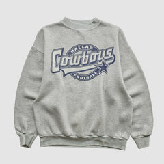Fanatics Dallas Cowboys Logo 7 90s Pullover Sweatshirt Heather Gray Vintage