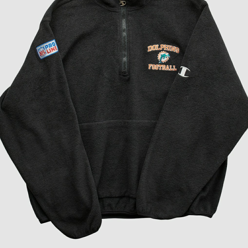 Fanatics Miami Dolphins Champion 2000s 1/4 Zip Sweatshirt Black Vintage