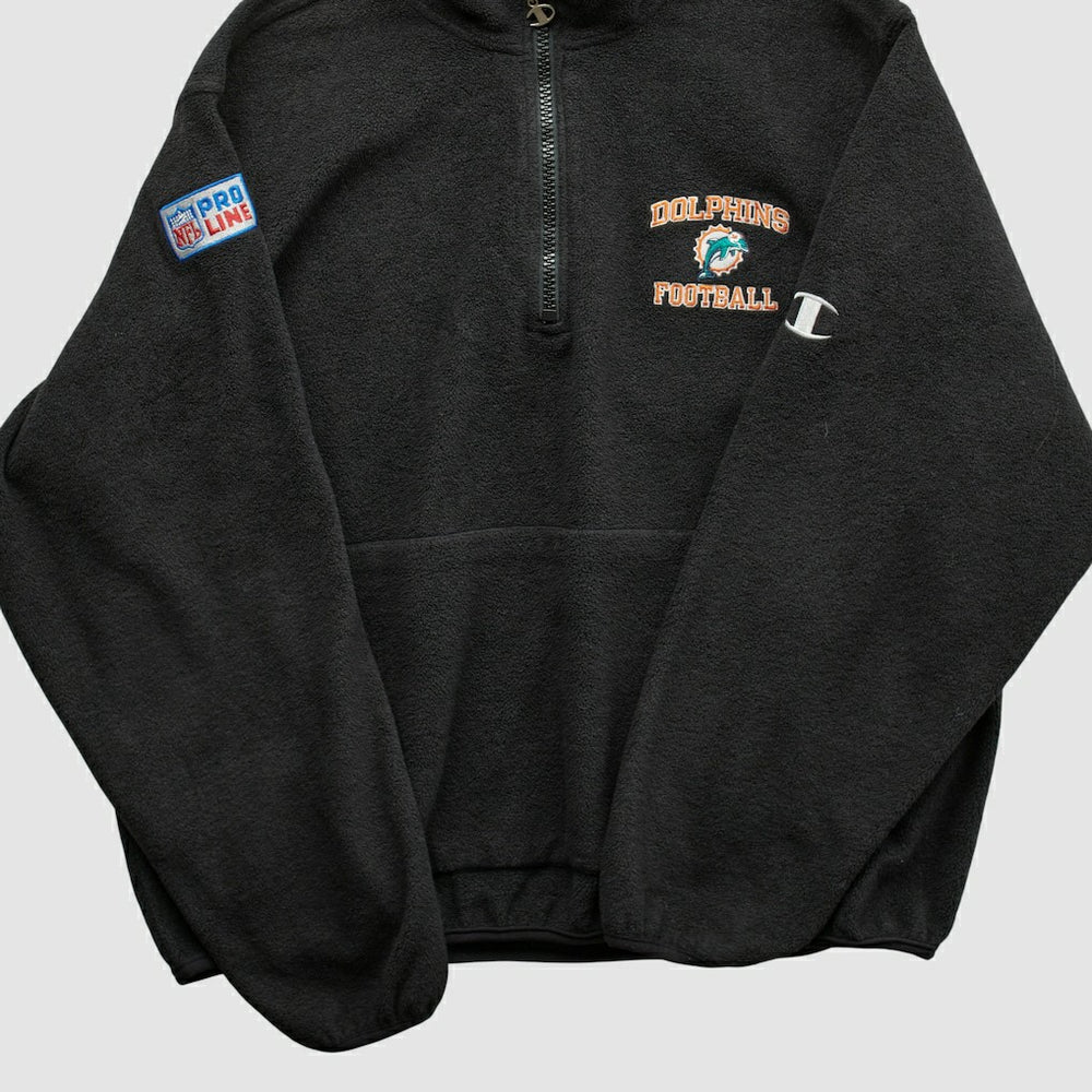 Fanatics Miami Dolphins Champion 2000s 1/4 Zip Sweatshirt Black Vintage
