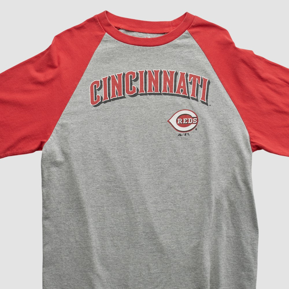 Cincinnati Reds Majestic 2009 T-shirt - Heather Gray - Vintage - Fanatics Sale