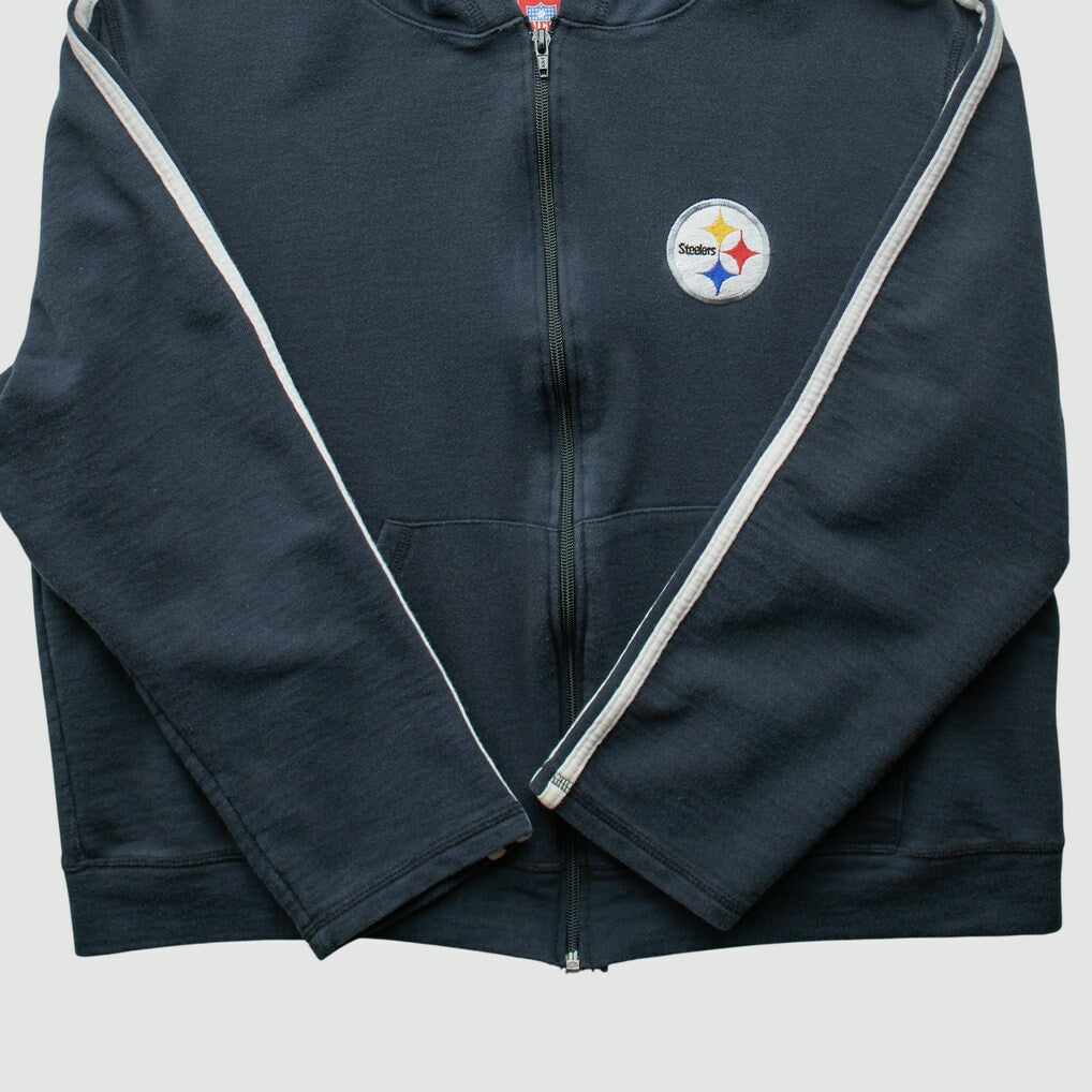 Fanatics Pittsburgh Steelers NFL 2000s Hooded Full Zip Sweatshirt Black Vintage