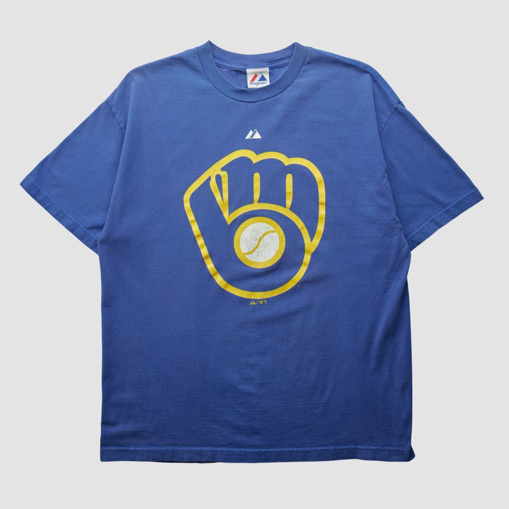 Milwaukee Brewers Majestic 2000s T-shirt - Blue - Vintage - Fanatics Sale