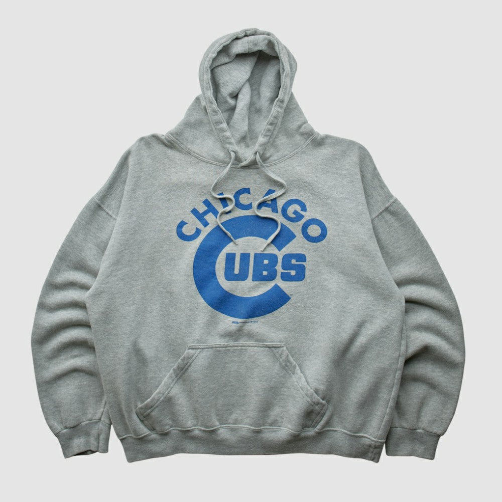 Chicago Cubs Stitches 2000s Hooded Pullover Sweatshirt - Heather Gray - Vintage - Fanatics Discount
