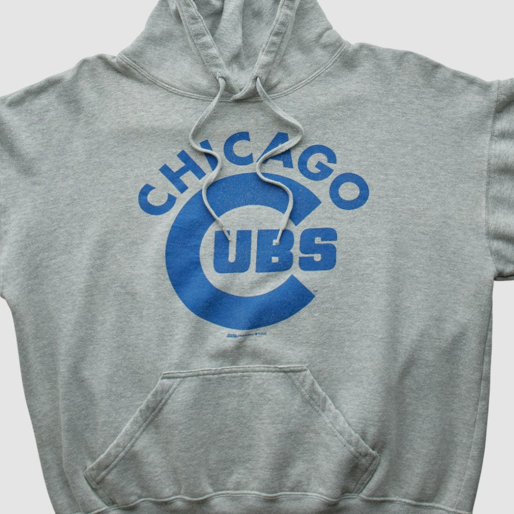 Chicago Cubs Stitches 2000s Hooded Pullover Sweatshirt - Heather Gray - Vintage - Fanatics Discount