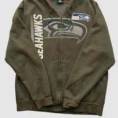 Fanatics Seattle Seahawks NFL 2010s Hooded Full Zip Sweatshirt Olive Vintage