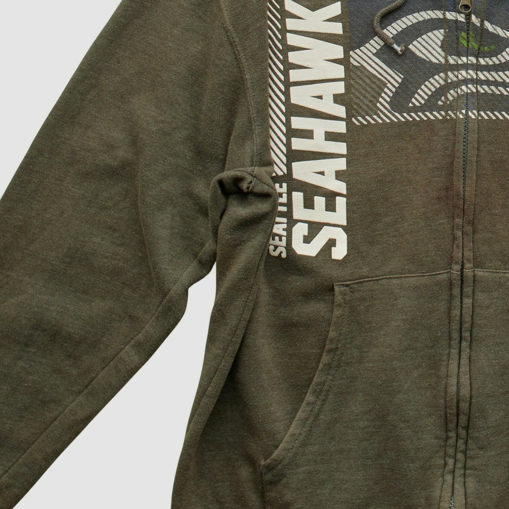Fanatics Seattle Seahawks NFL 2010s Hooded Full Zip Sweatshirt Olive Vintage