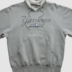 New York Yankees Majestic 2000s Hooded Pullover Sweatshirt - Heather Gray - Vintage - Fanatics on Sale