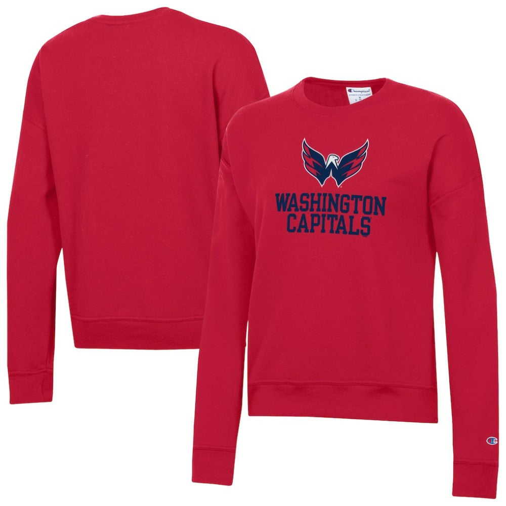 Washington Capitals Champion Women's Wordmark Lockup Powerblend Sweatshirt - Red - NHL 203935413