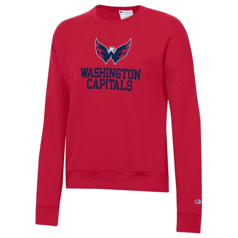 Washington Capitals Champion Women's Wordmark Lockup Powerblend Sweatshirt - Red - NHL 203935413