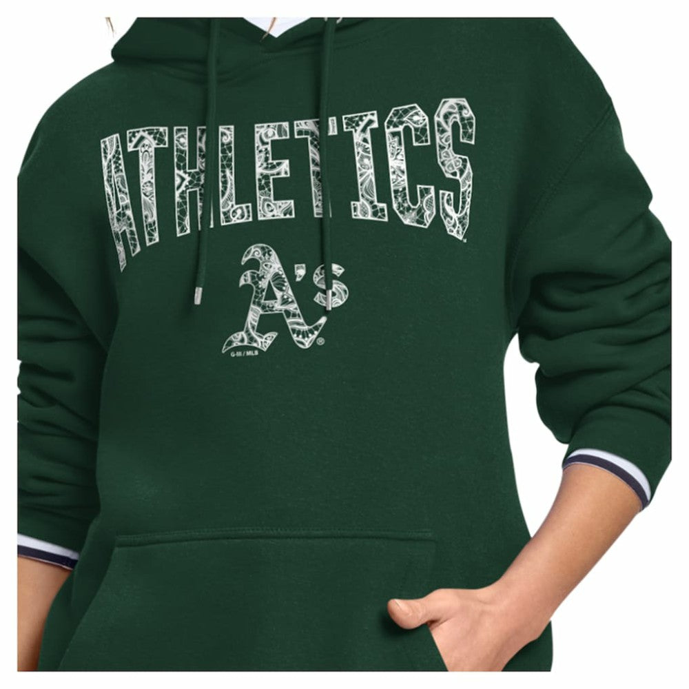 Athletics Starter Women's Lace Team Lockup Fleece Hoodie - Green - MLB Discount