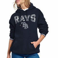 Tampa Bay Rays Starter Women's Lace Team Lockup Fleece Hoodie - Navy - MLB Sale