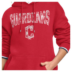 Cleveland Guardians Starter Women's Lace Team Lockup Fleece Hoodie - Red - MLB Discount