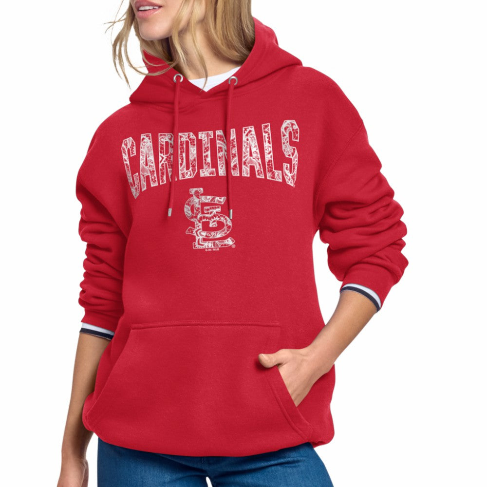 St. Louis Cardinals Starter Women's Lace Team Lockup Fleece Hoodie - Red - MLB Discount