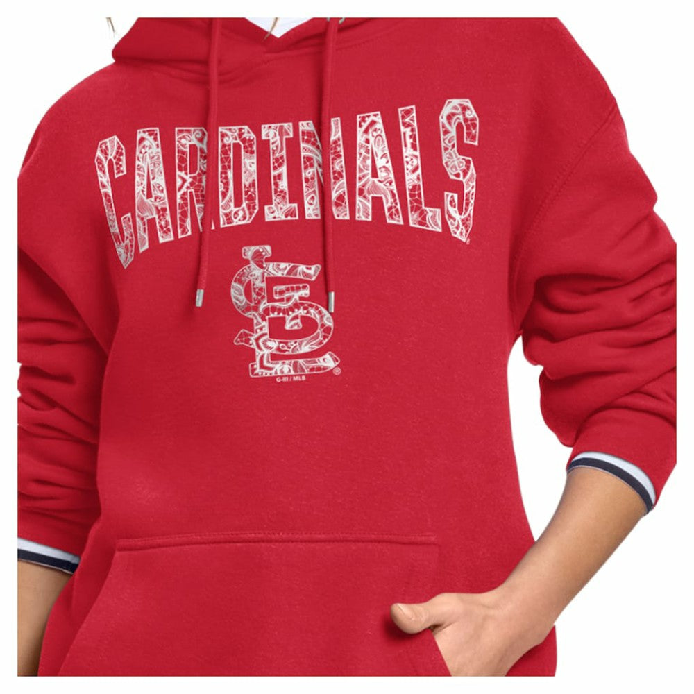 St. Louis Cardinals Starter Women's Lace Team Lockup Fleece Hoodie - Red - MLB Discount