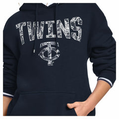 Minnesota Twins Starter Women's Lace Team Lockup Fleece Hoodie - Navy - MLB Online