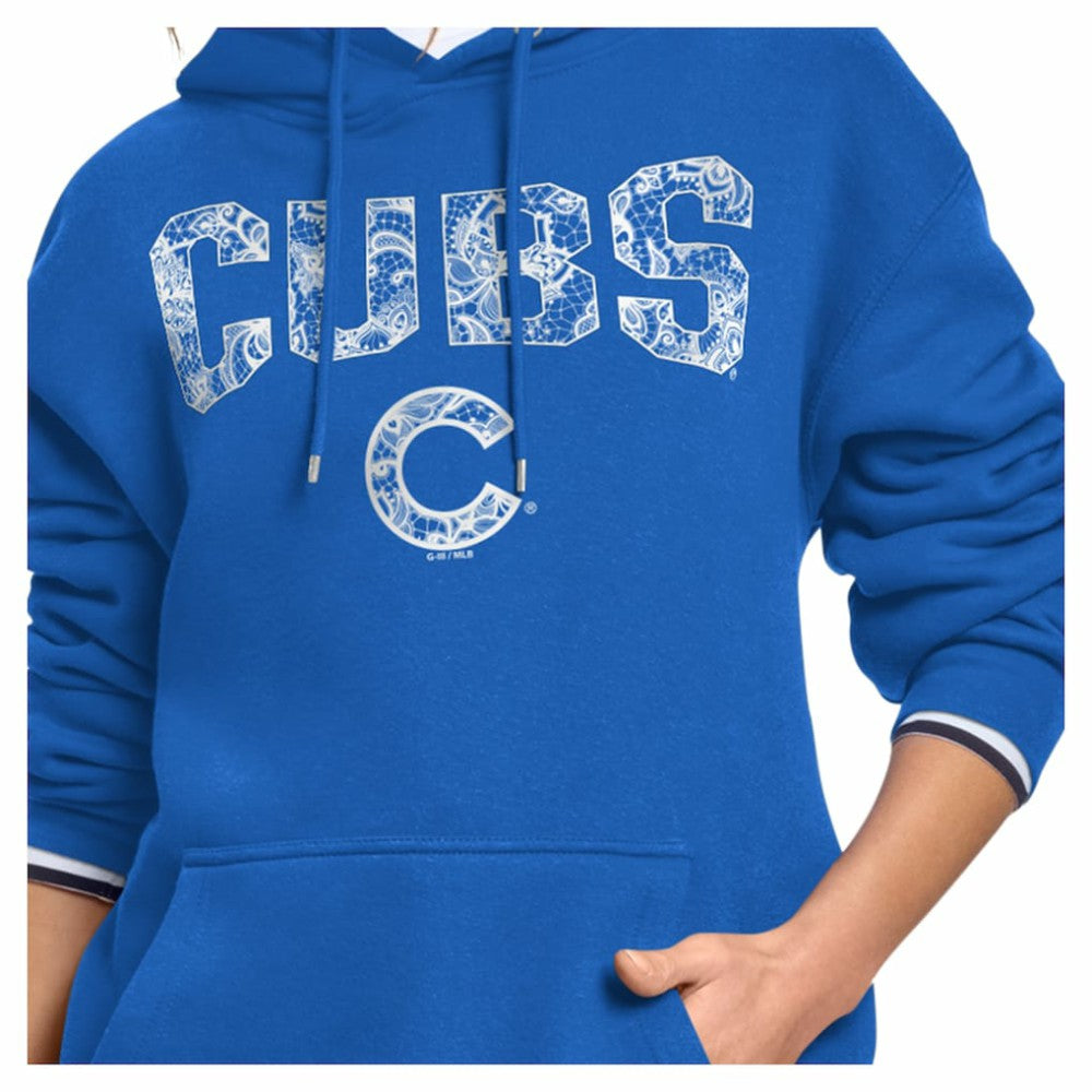 Chicago Cubs Starter Women's Lace Team Lockup Fleece Hoodie - Royal - MLB on Sale