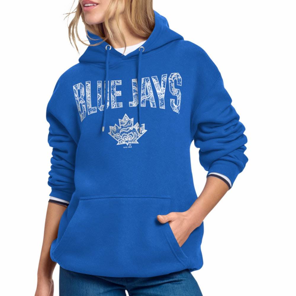 Toronto Blue Jays Starter Women's Lace Team Lockup Fleece Hoodie - Royal - MLB Online