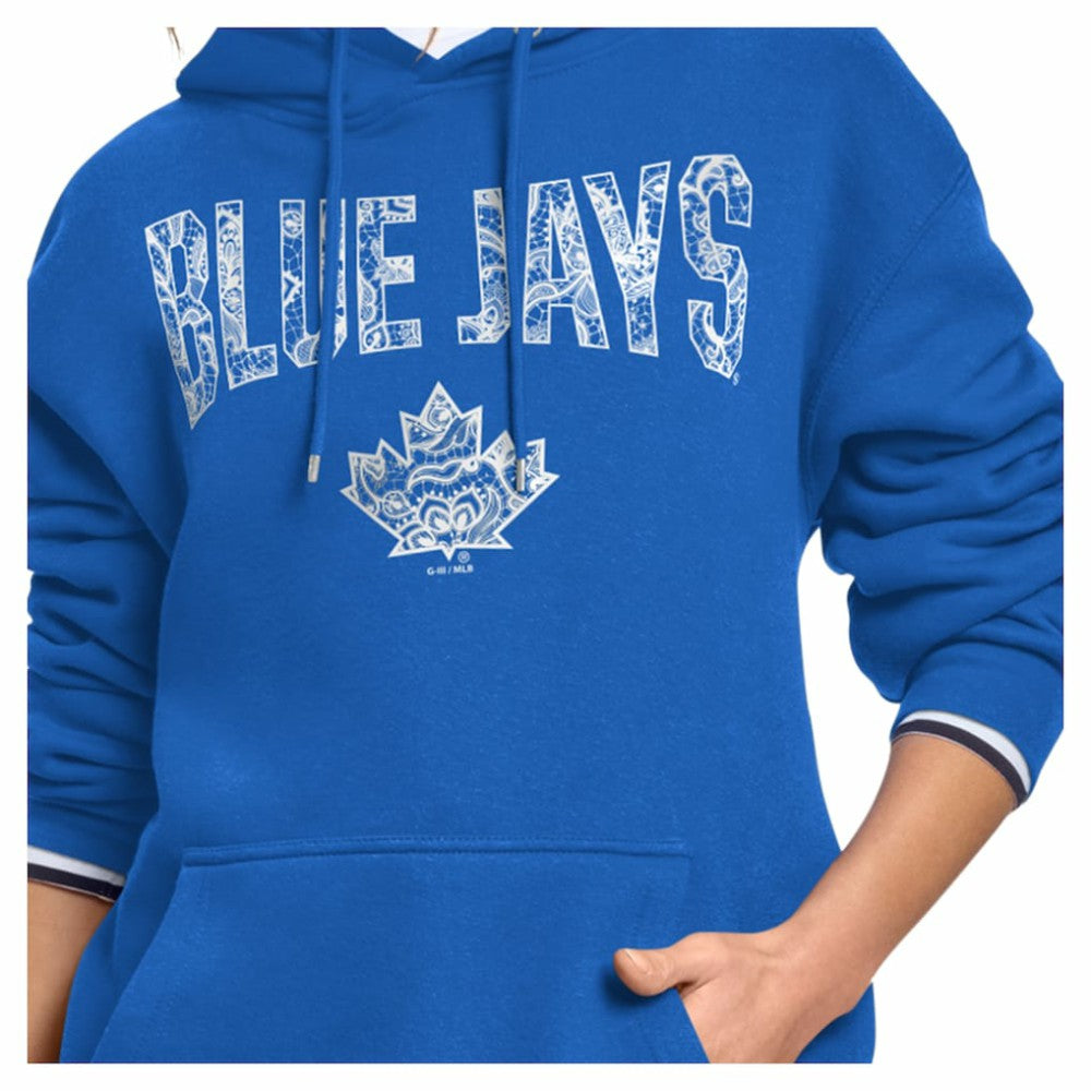 Toronto Blue Jays Starter Women's Lace Team Lockup Fleece Hoodie - Royal - MLB Online