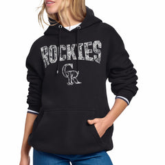 Colorado Rockies Starter Women's Lace Team Lockup Fleece Hoodie - Black - MLB Online
