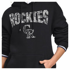 Colorado Rockies Starter Women's Lace Team Lockup Fleece Hoodie - Black - MLB Online