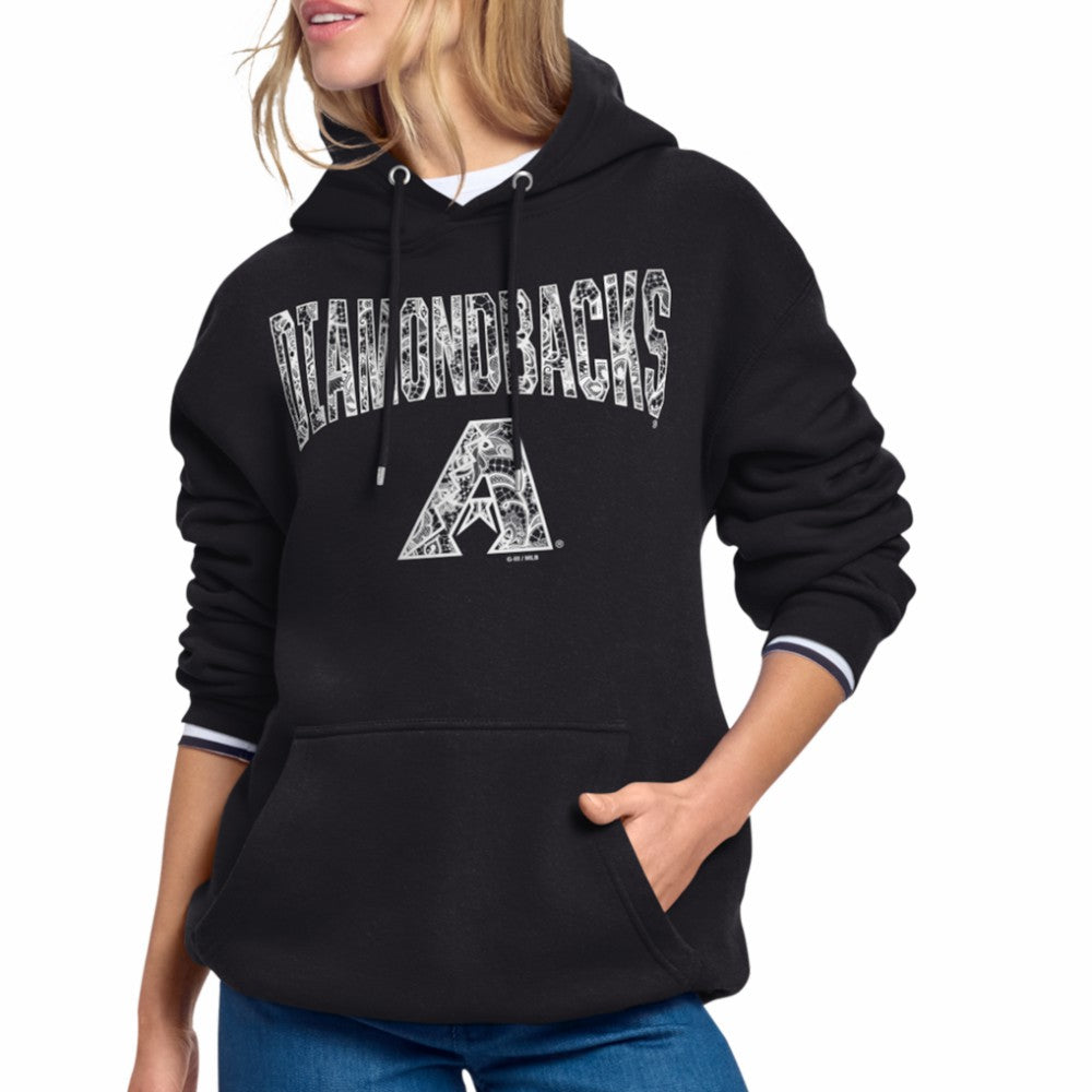 Arizona Diamondbacks Starter Women's Lace Team Lockup Fleece Hoodie - Black - MLB Online