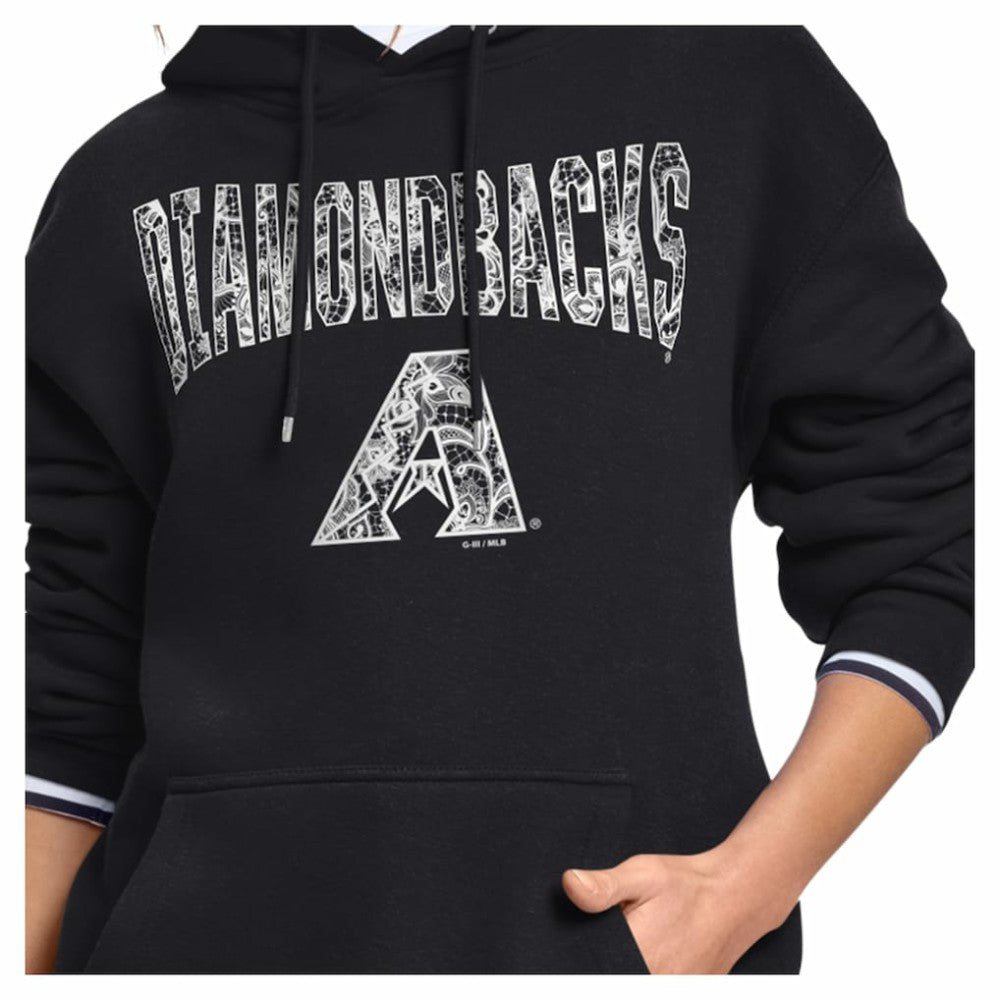 Arizona Diamondbacks Starter Women's Lace Team Lockup Fleece Hoodie - Black - MLB Online