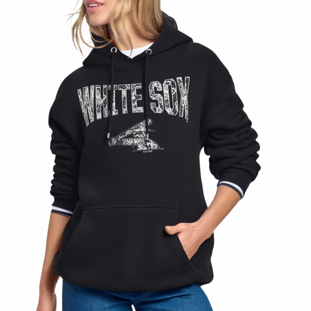 Chicago White Sox Starter Women's Lace Team Lockup Fleece Hoodie - Black - MLB Lifestyle