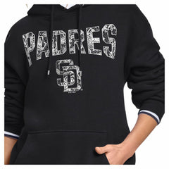 San Diego Padres Starter Women's Lace Team Lockup Fleece Hoodie - Black - MLB Lifestyle