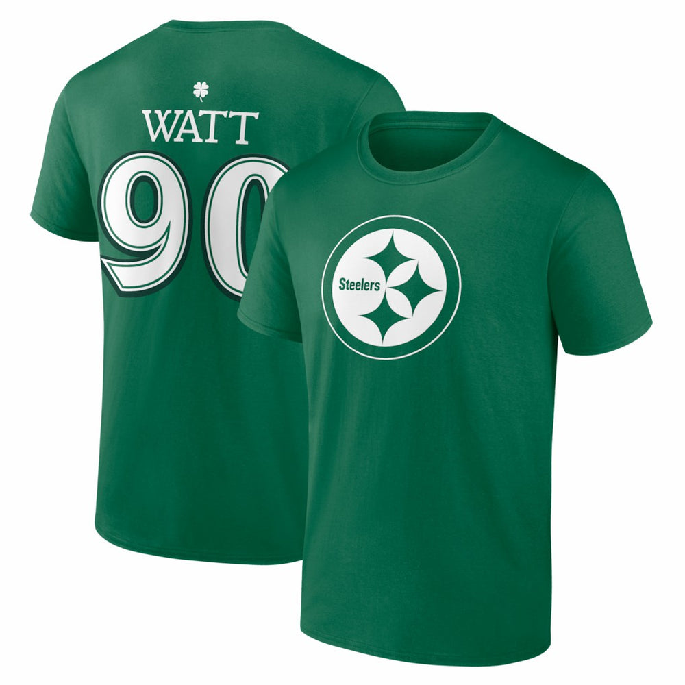 T.J. Watt Pittsburgh Steelers St. Patrick's Day Icon Name & Number T-Shirt Green