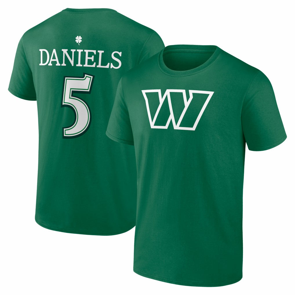 Jayden Daniels Washington Commanders St. Patrick's Day Icon Name & Number T-Shirt Green