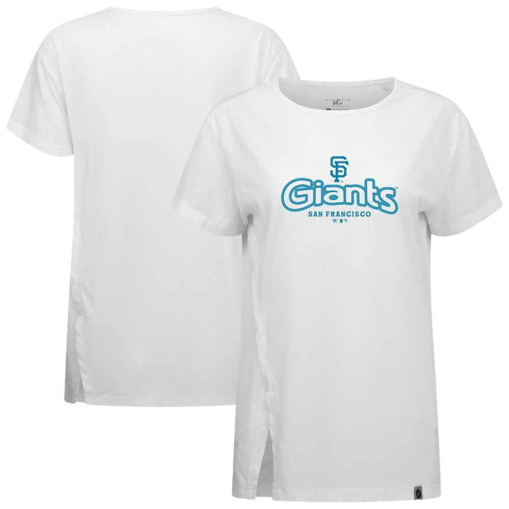 San Francisco Giants Levelwear Women's Blue Haven Influx Cornerstone T-Shirt - White - MLB Lifestyle