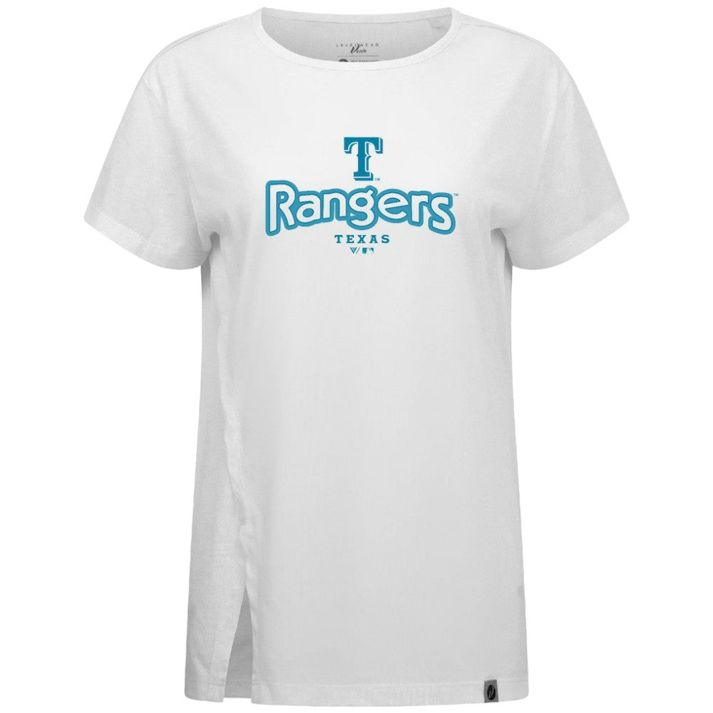 Texas Rangers Levelwear Women's Blue Haven Influx Cornerstone T-Shirt - White - MLB Online
