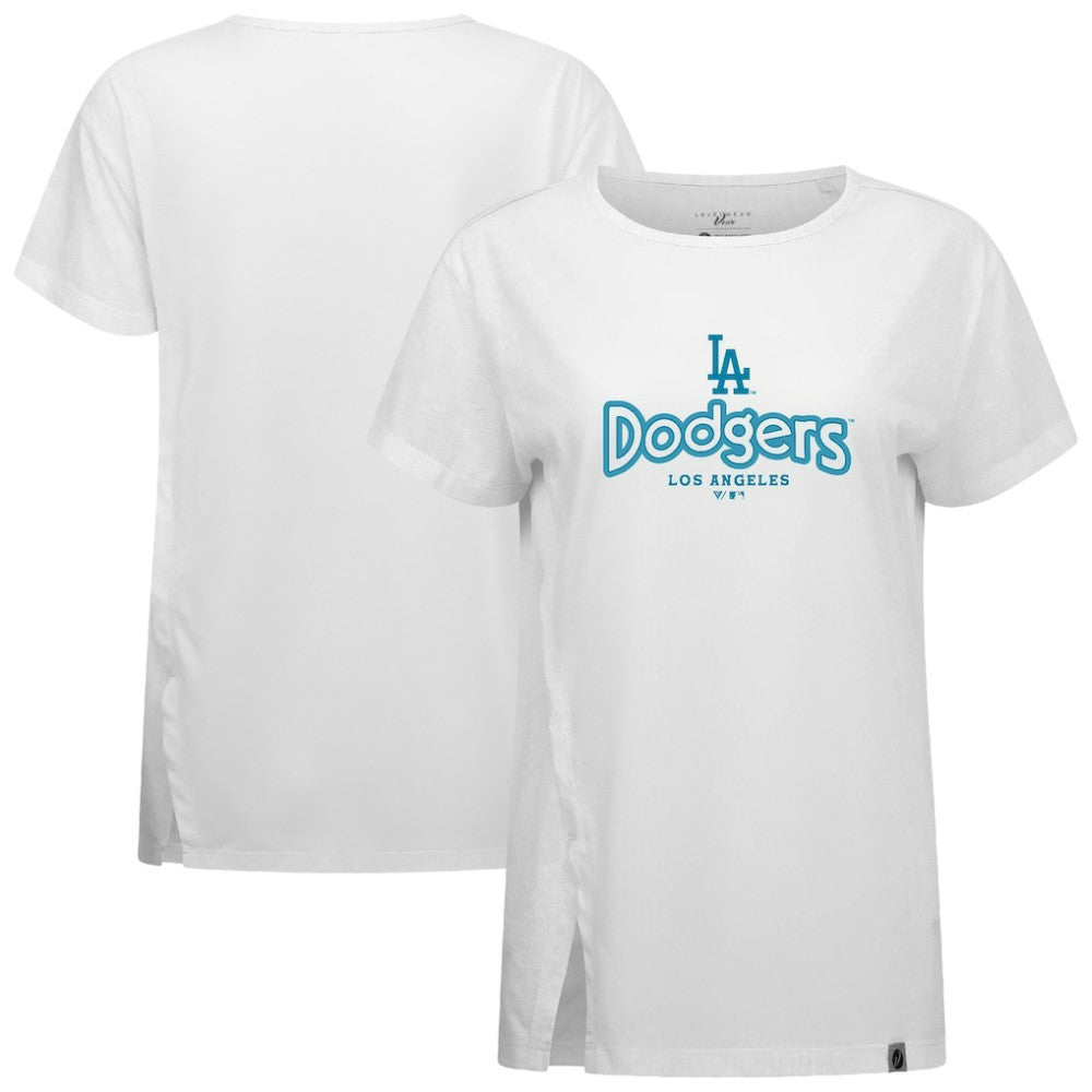 Los Angeles Dodgers Levelwear Women's Blue Haven Influx Cornerstone T-Shirt - White - MLB on Sale