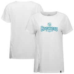Milwaukee Brewers Levelwear Women's Blue Haven Influx Cornerstone T-Shirt - White - MLB Discount