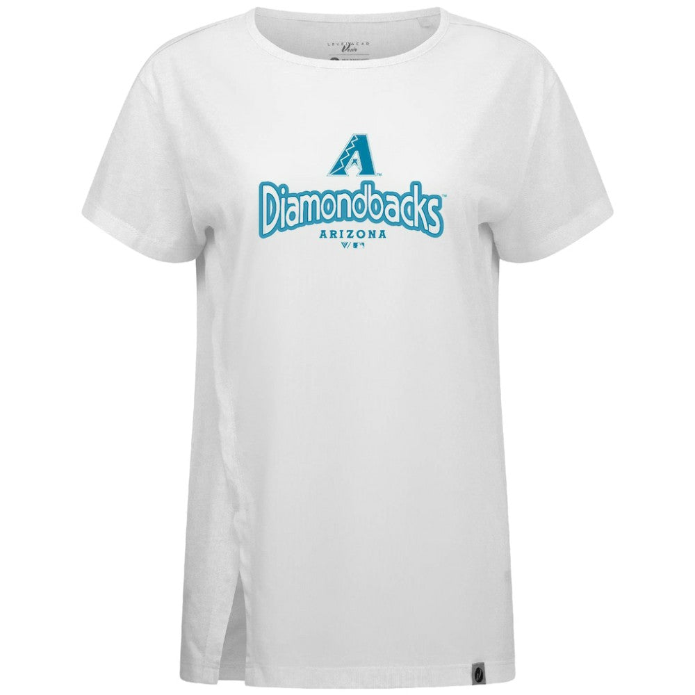 Arizona Diamondbacks Levelwear Women's Blue Haven Influx Cornerstone T-Shirt - White - MLB Discount