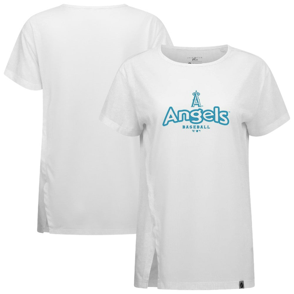 Los Angeles Angels Levelwear Women's Blue Haven Influx Cornerstone T-Shirt - White - MLB Sale