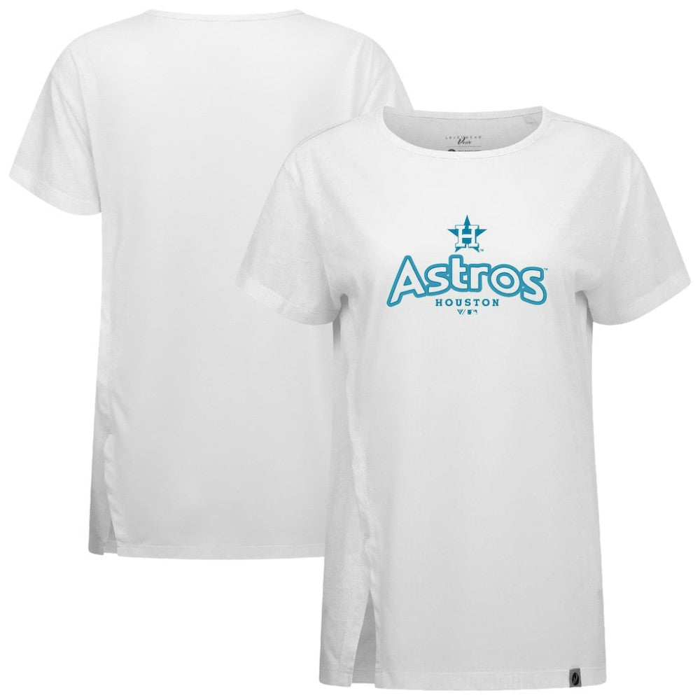 Houston Astros Levelwear Women's Blue Haven Influx Cornerstone T-Shirt - White - MLB Lifestyle