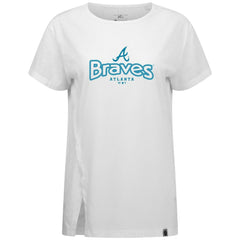 Atlanta Braves Levelwear Women's Blue Haven Influx Cornerstone T-Shirt - White - MLB Discount
