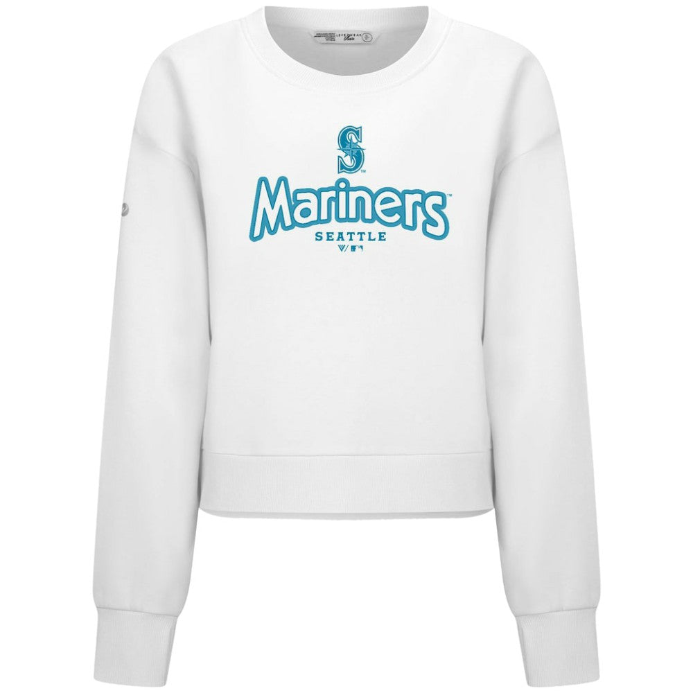 Seattle Mariners Levelwear Women's Judd Cornerstone Cropped Sweatshirt - White - MLB Discount