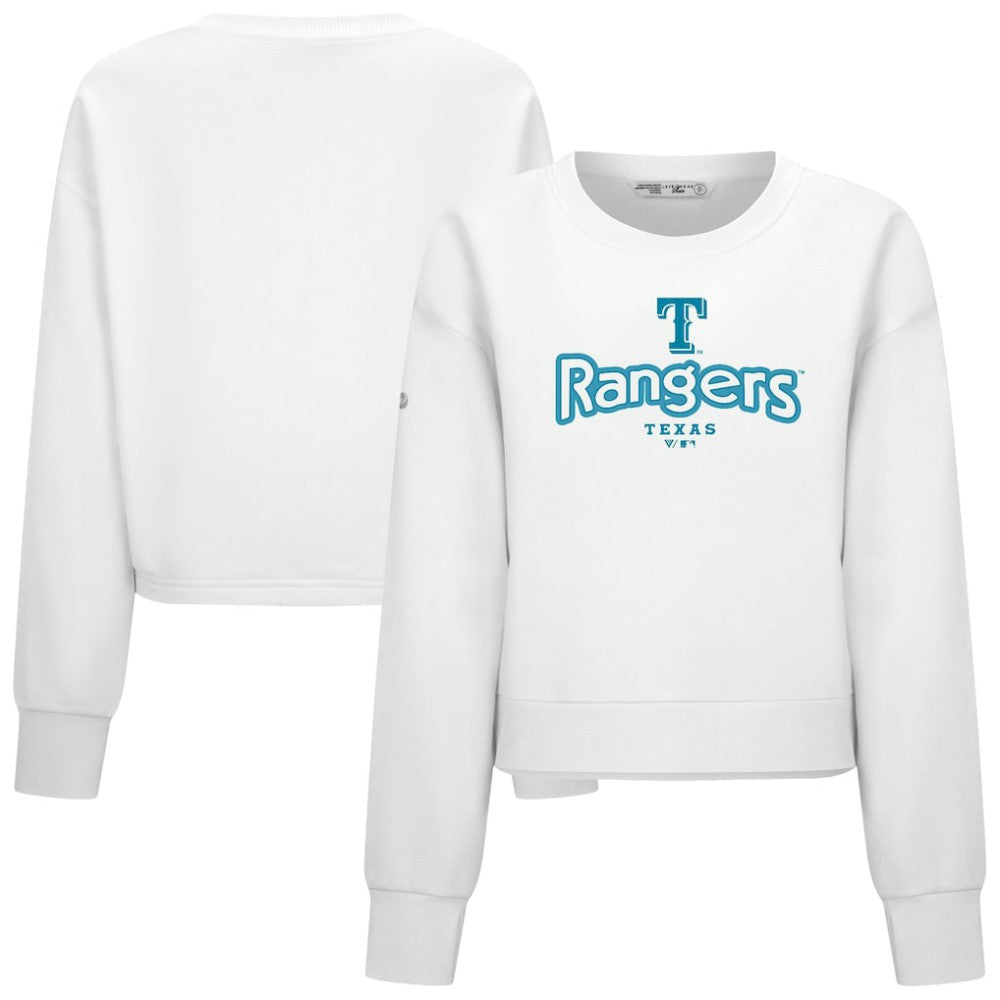 Texas Rangers Levelwear Women's Judd Cornerstone Cropped Sweatshirt - White - MLB Online