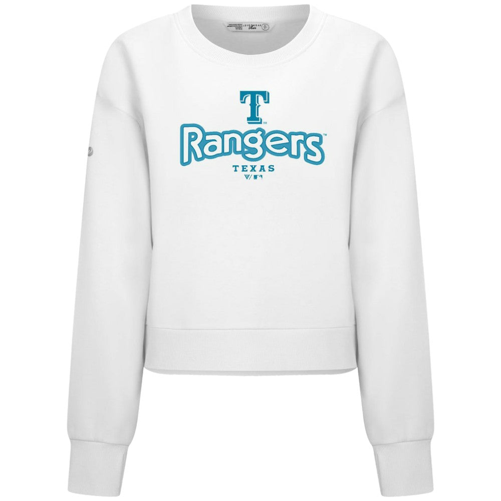 Texas Rangers Levelwear Women's Judd Cornerstone Cropped Sweatshirt - White - MLB Online