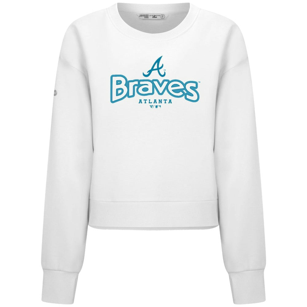 Atlanta Braves Levelwear Women's Judd Cornerstone Cropped Sweatshirt - White - MLB Online