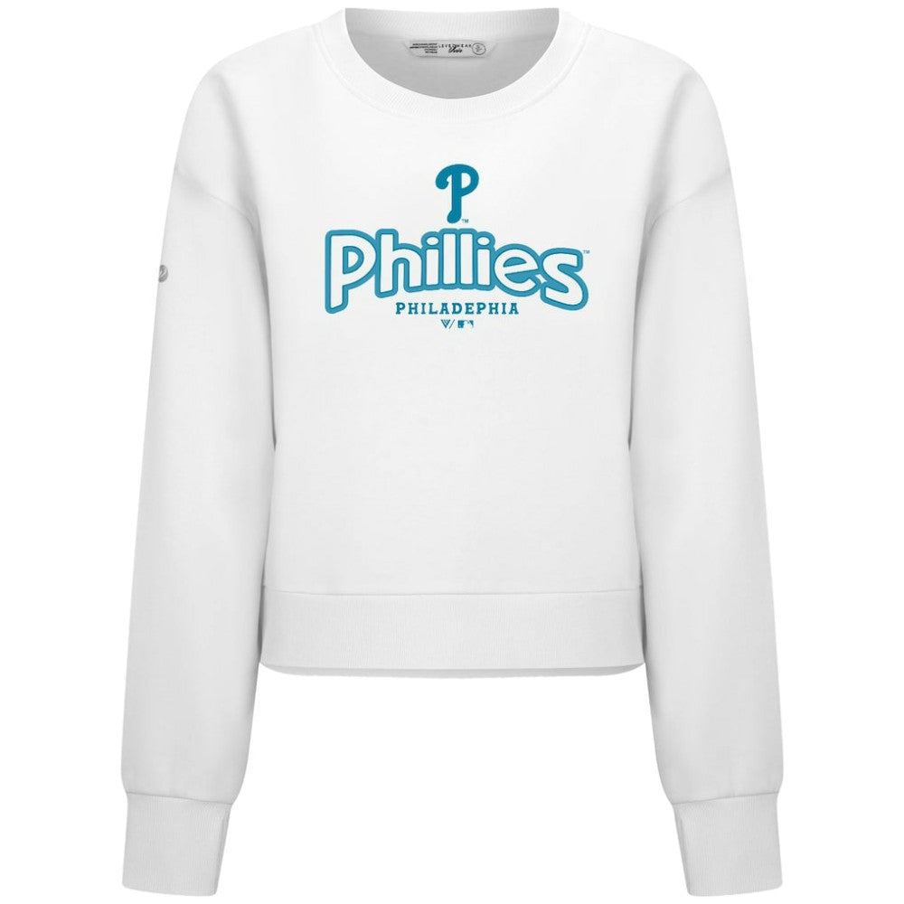 Philadelphia Phillies Levelwear Women's Judd Cornerstone Cropped Sweatshirt - White - MLB Lifestyle