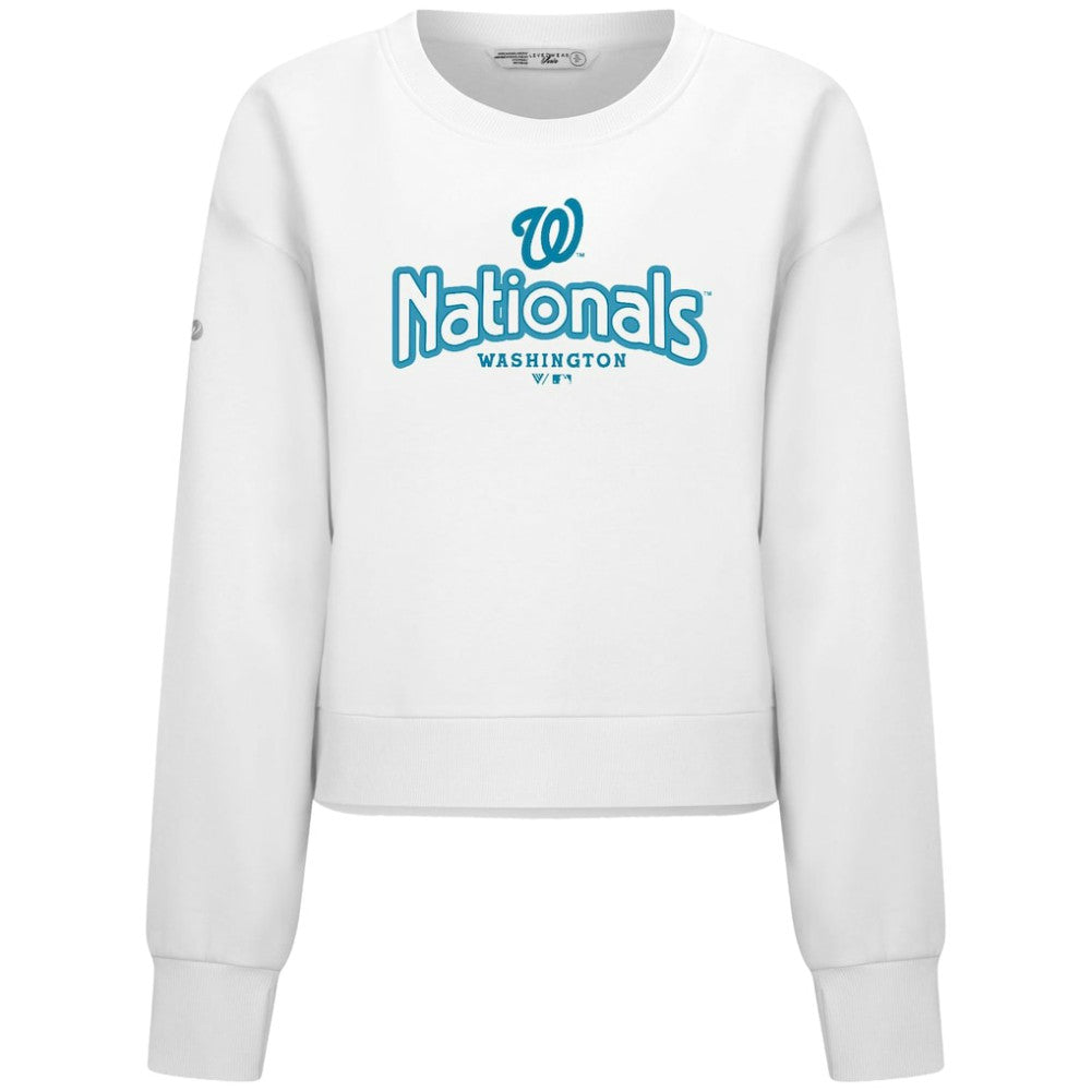 Washington Nationals Levelwear Women's Judd Cornerstone Cropped Sweatshirt - White - MLB Discount